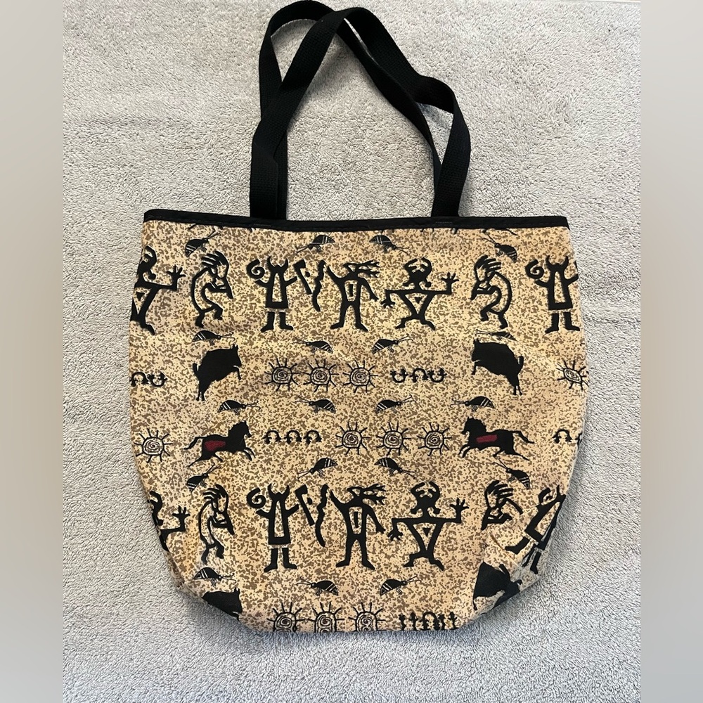 Western canvas‎ tote  Horses Kokopeli